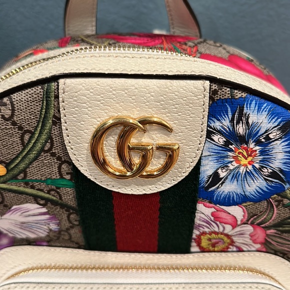 GUCCI 547965 Ophidia Flora Gg Supreme Canvas Backpack in GG Supreme Canvas - Picture 9 of 16